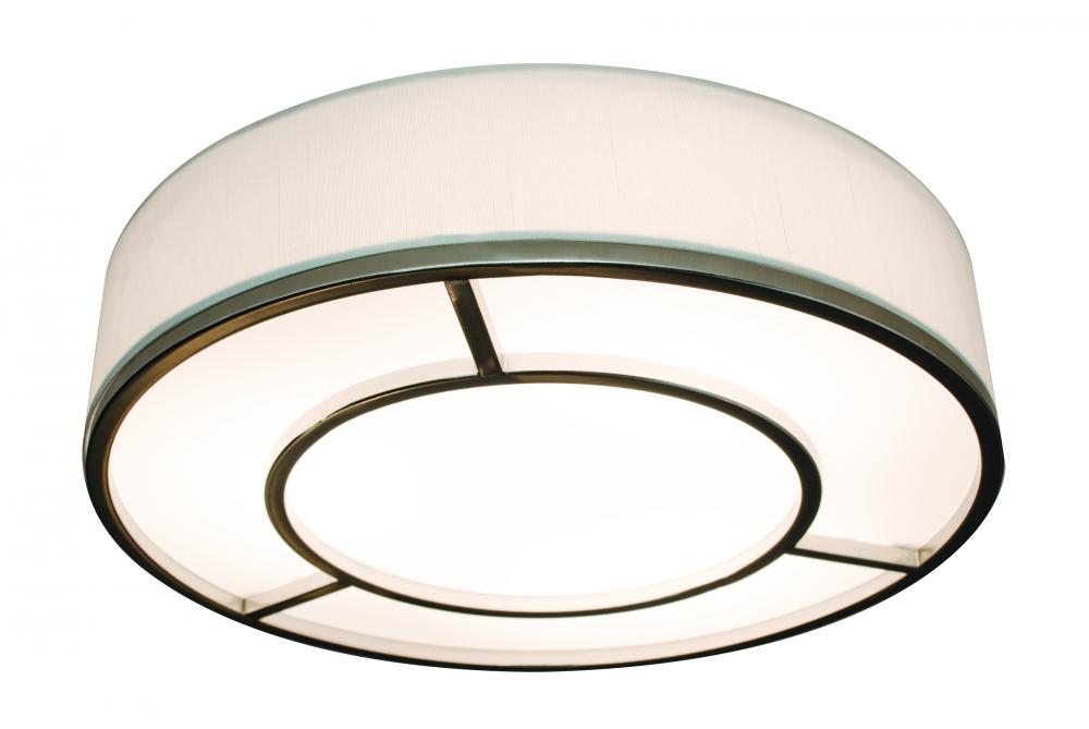 Reeves - LED 20'' Flush Mount - Satin Nickel Finish - White Linen Shade