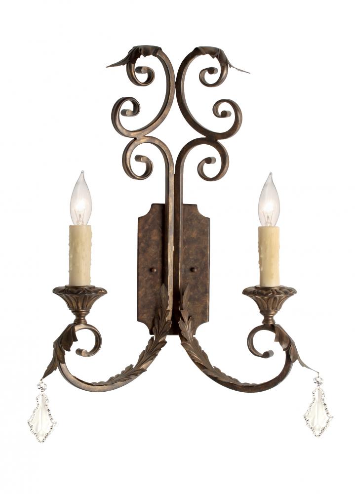 16" Wide Serratina 2 Light Wall Sconce