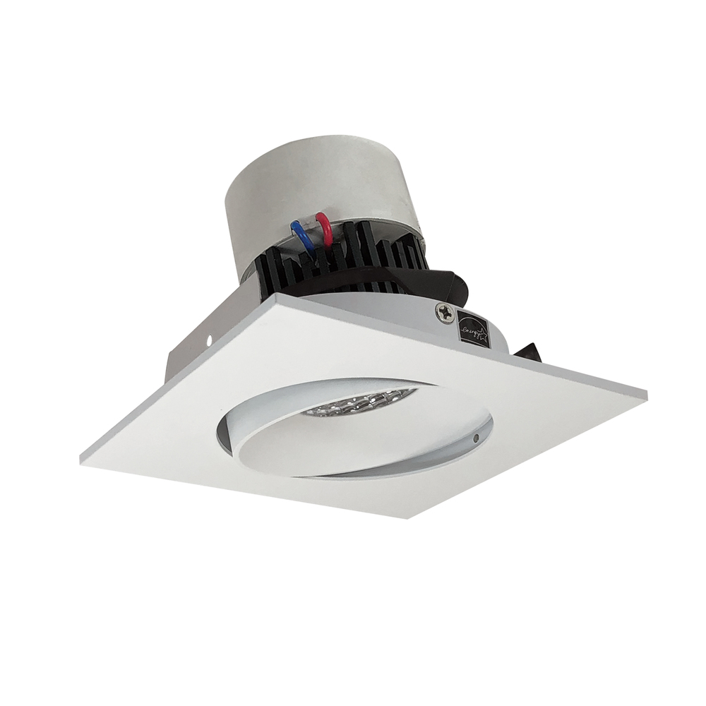 4" Pearl LED Square Adjustable Cone Retrofit, 1000lm / 12W, 3500K, Matte Powder White Reflector