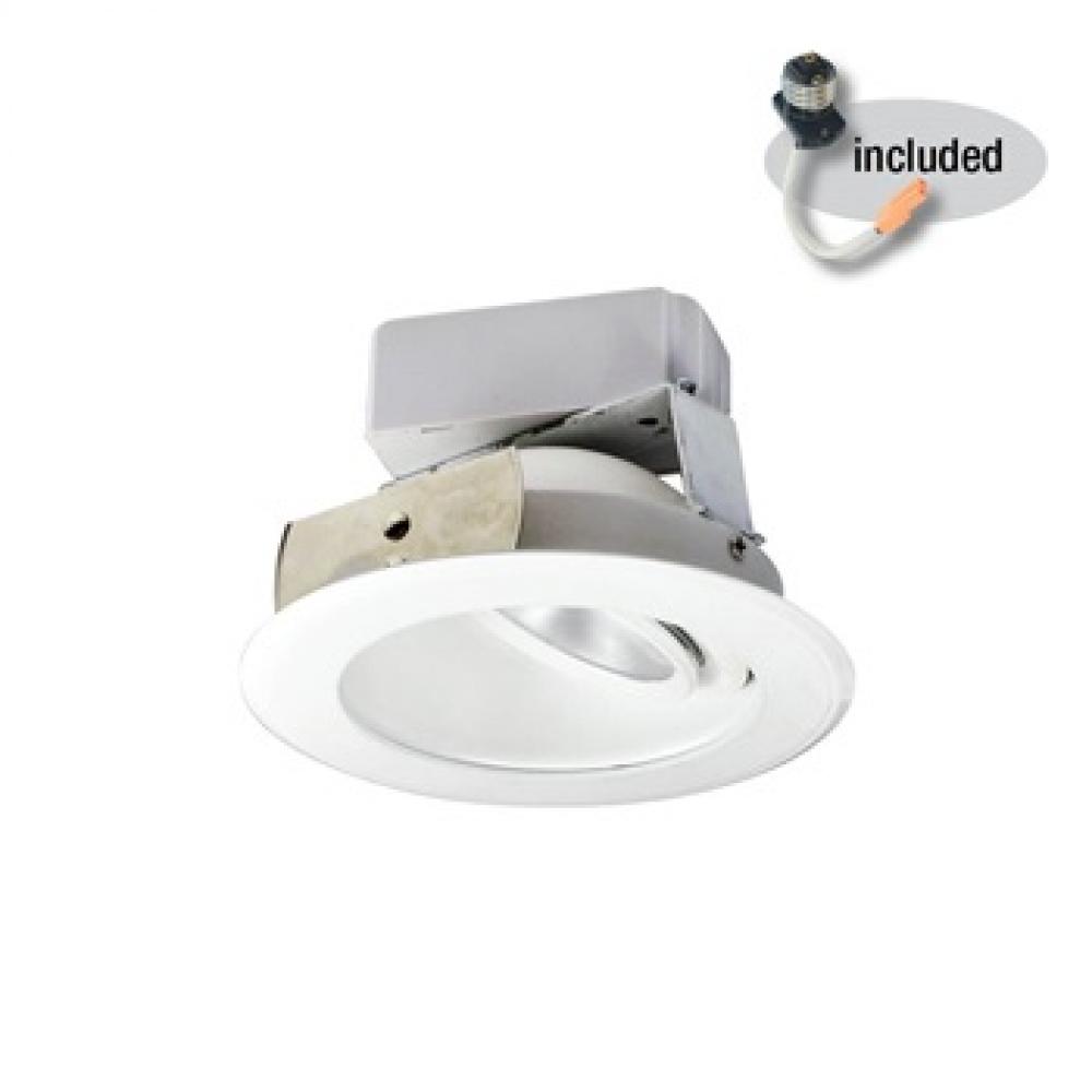 4" Cobalt Adjustable LED Retrofit, 1000lm / 12W, 2700K, White Reflector / White Flange