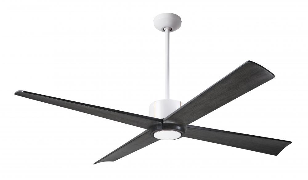 Nouveau DC Fan; Matte White Finish w/ Brass; 56" Ebony Blades; No Light; Remote Control