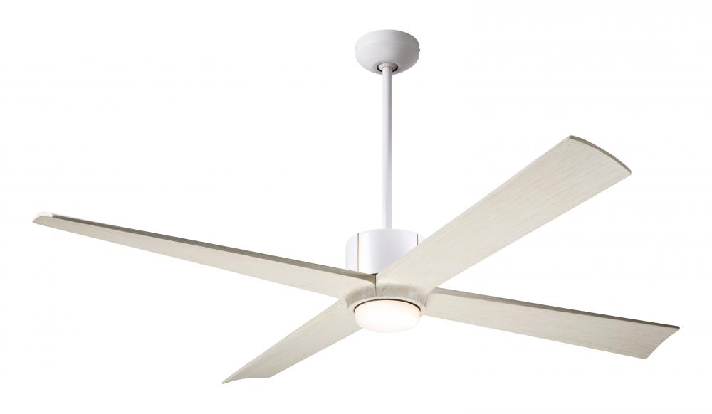 Nouveau DC Fan; Matte White Finish w/ Brass; 56" Whitewash Blades; 17W LED; Wall Control