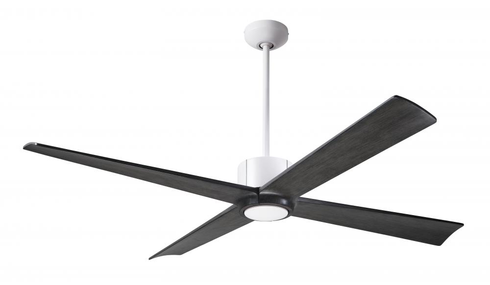 Nouveau DC Fan; Matte White Finish w/ Graphite; 56" Ebony Blades; No Light; Wall Control