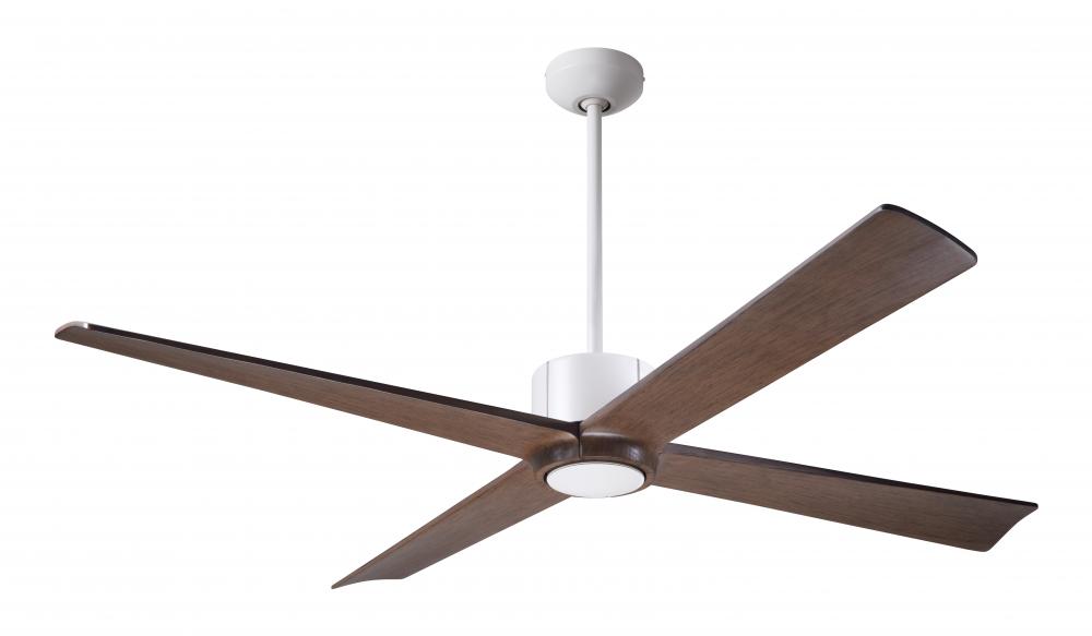 Nouveau DC Fan; Matte White Finish w/ Graphite; 56" Mahogany Blades; No Light; Wall Control