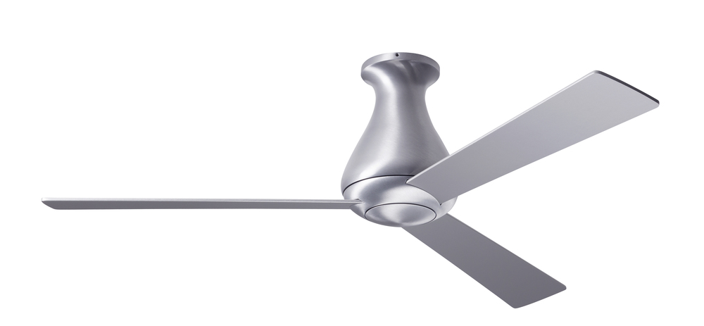 Altus Flush Fan; Brushed Aluminum Finish; 42" White Blades; No Light; Fan Speed and Light Contro