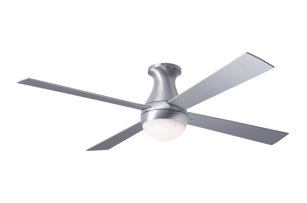 Ball Flush Fan; Brushed Aluminum Finish; 52" Aluminum Blades; 20W LED; Fan Speed and Light Contr