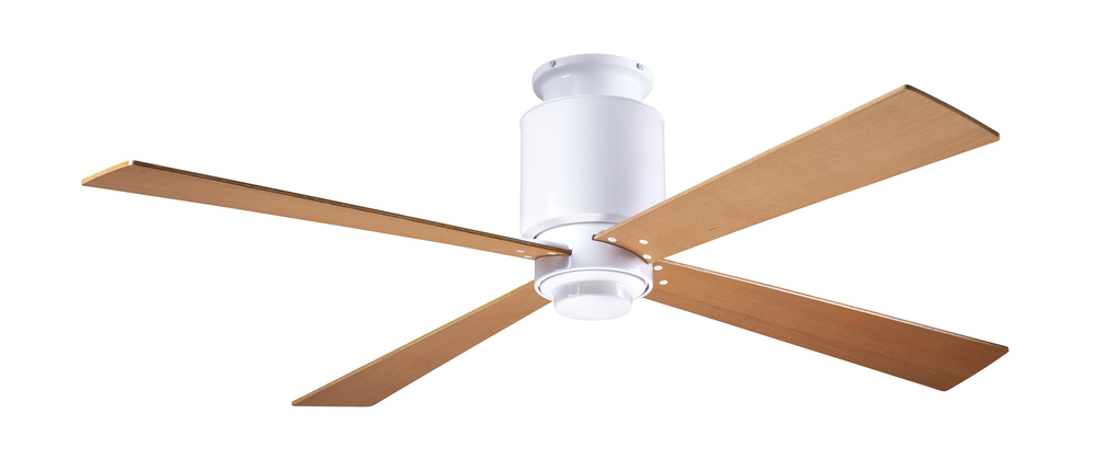 Lapa Flush Fan; Gloss White Finish; 50" Maple Blades; No Light; Fan Speed Control