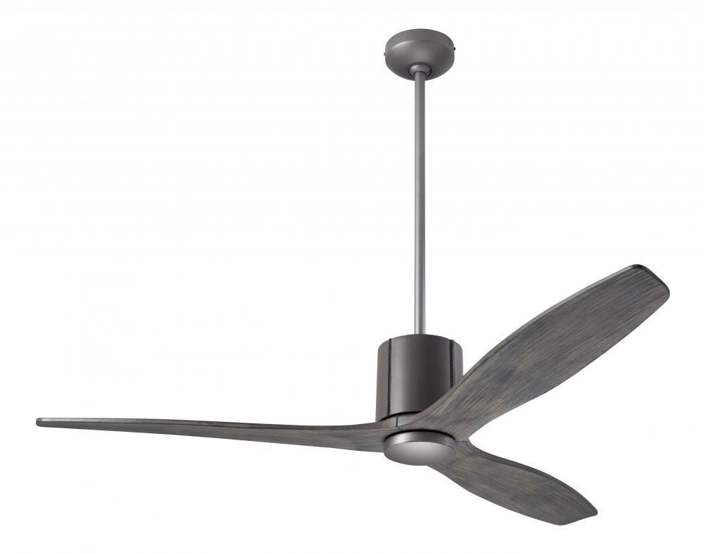 LeatherLuxe DC Fan; Graphite Finish with Gray Leather; 54" Graywash Blades; No Light; Wall Contr