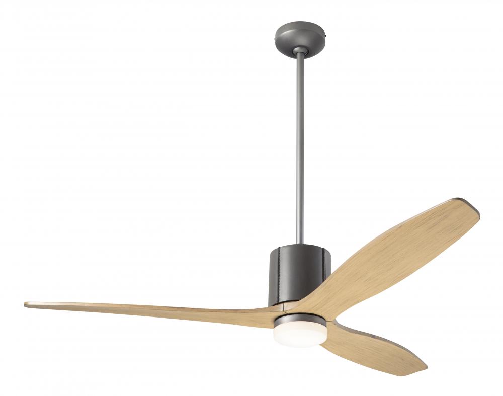 LeatherLuxe DC Fan; Graphite Finish with Gray Leather; 54" Maple Blades; 17W LED; Wall Control