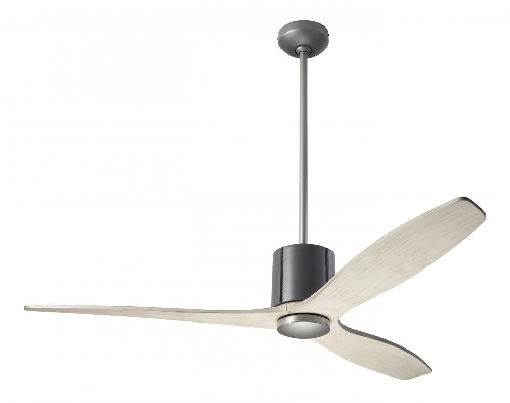 LeatherLuxe DC Fan; Graphite Finish with Gray Leather; 54" Whitewash Blades; No Light; Remote Co