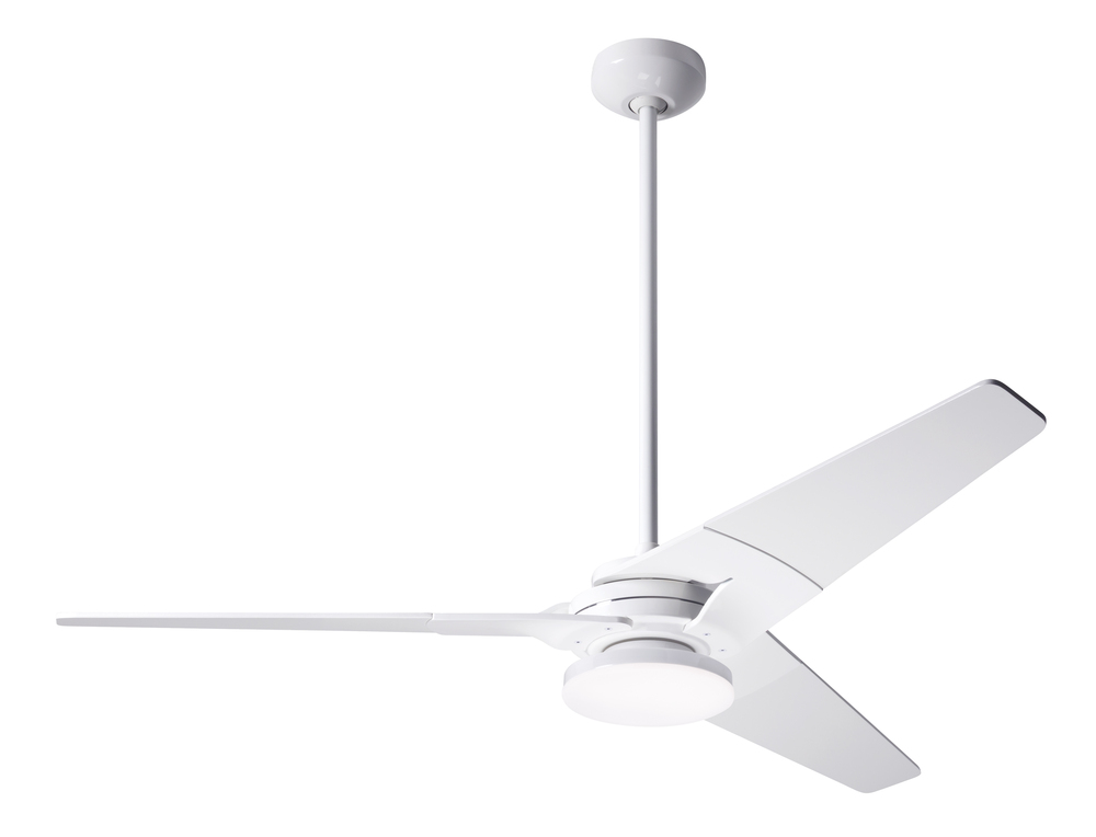 Torsion Fan; Gloss White Finish; 52" Whitewash Blades; 20W LED; Fan Speed and Light Control (3-w