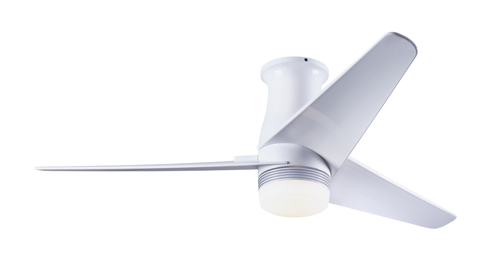 Velo Flush DC Fan; Gloss White Finish; 48" Dark Blades; 17W LED; Handheld Remote Control