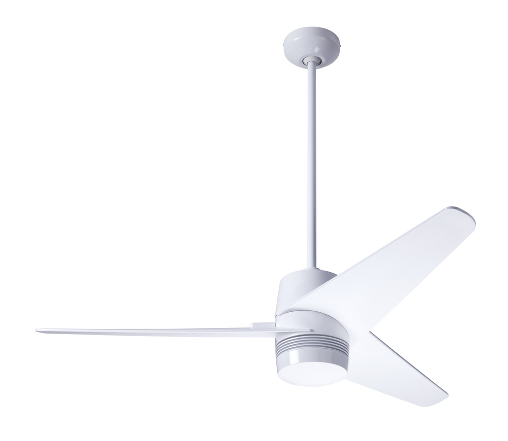 Velo DC Fan; Gloss White Finish; 48" Dark Blades; No Light; Wall Control