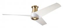 Modern Fan Co. AMB-FM-SBMW-56-WW-NL-WC - Ambit Flush DC Fan- Satin Brass/Matte White Finish; 56" Whitewash Blades; No Light; Wall Control