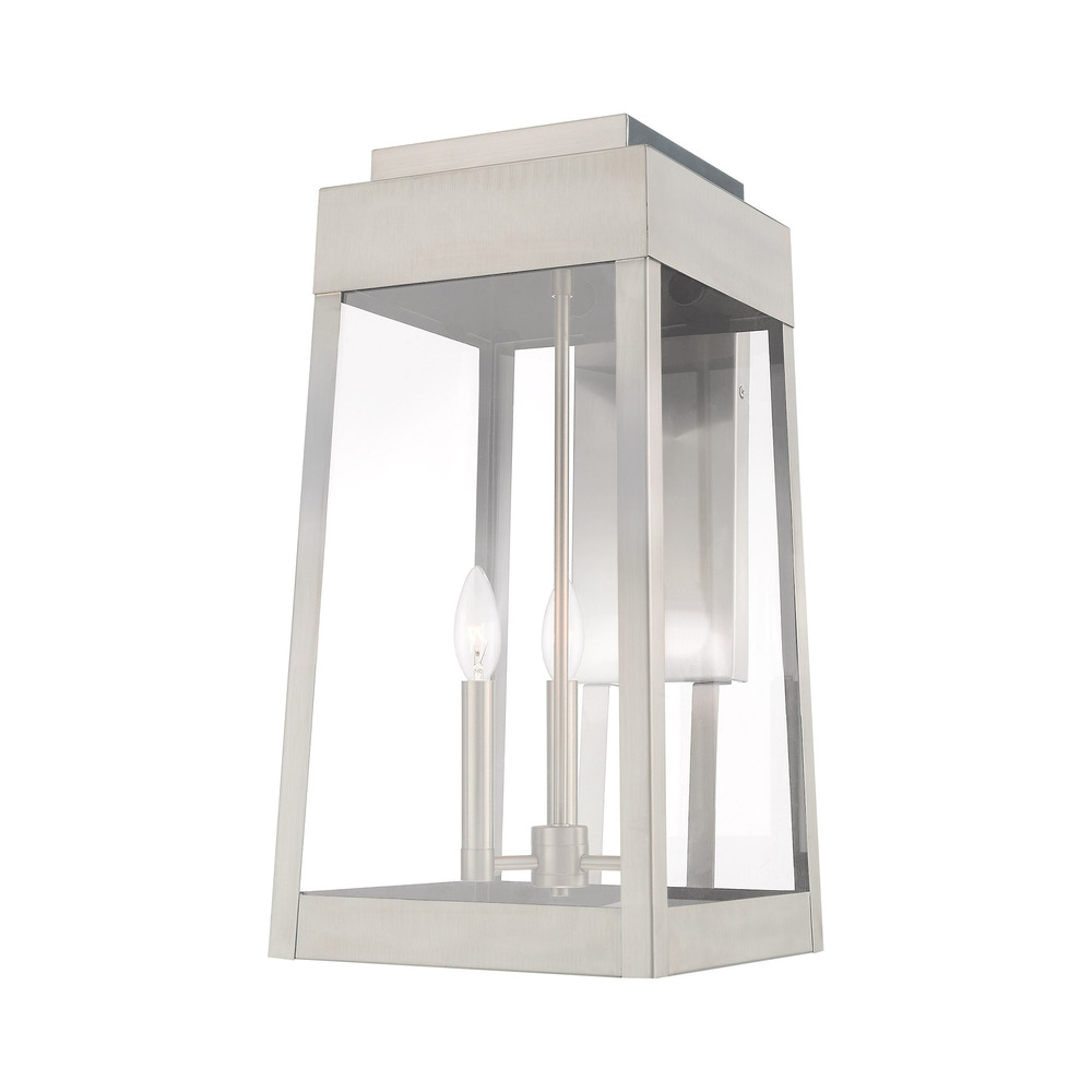 3 Lt Brushed Nickel Outdoor Wall Lantern