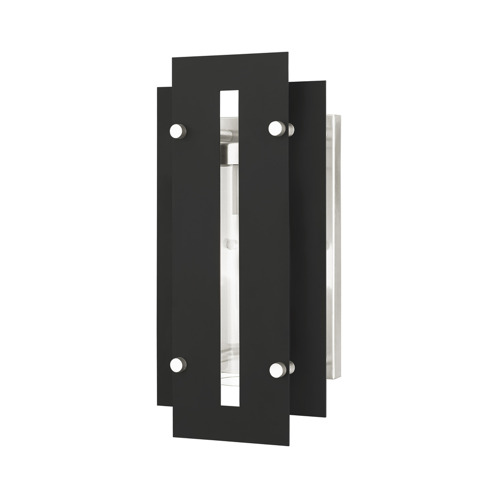 1 Lt Black & Brushed Nickel Outdoor Wall Lantern