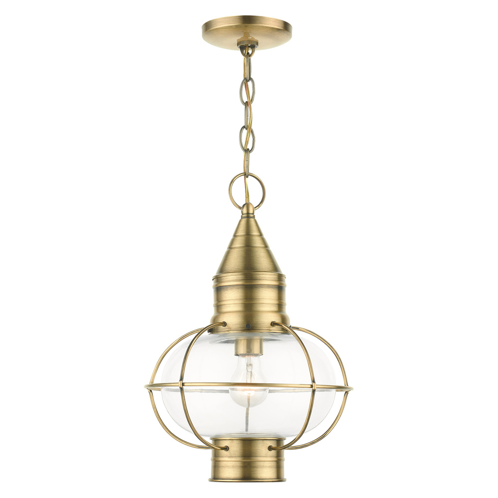 1 Lt Antique Brass Outdoor Pendant Lantern