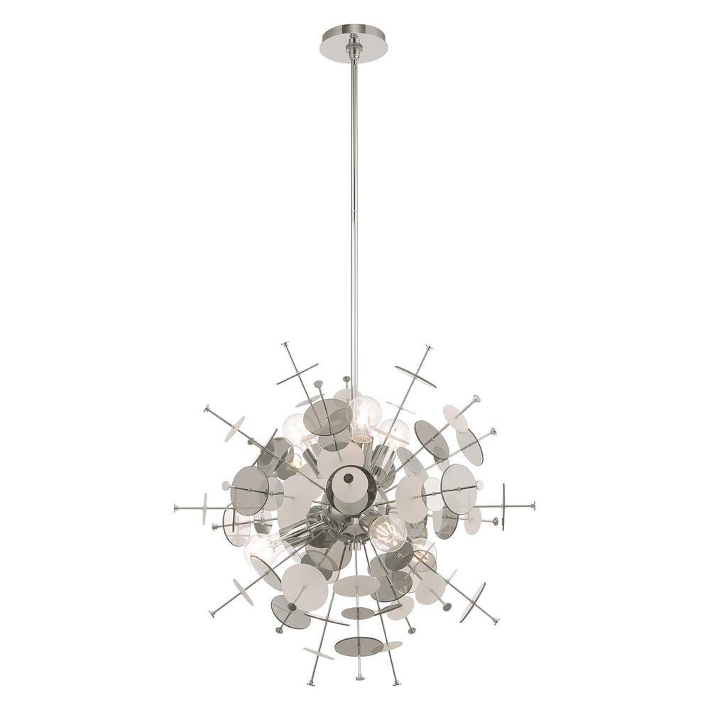 6 Lt Polished Chrome Pendant Chandelier