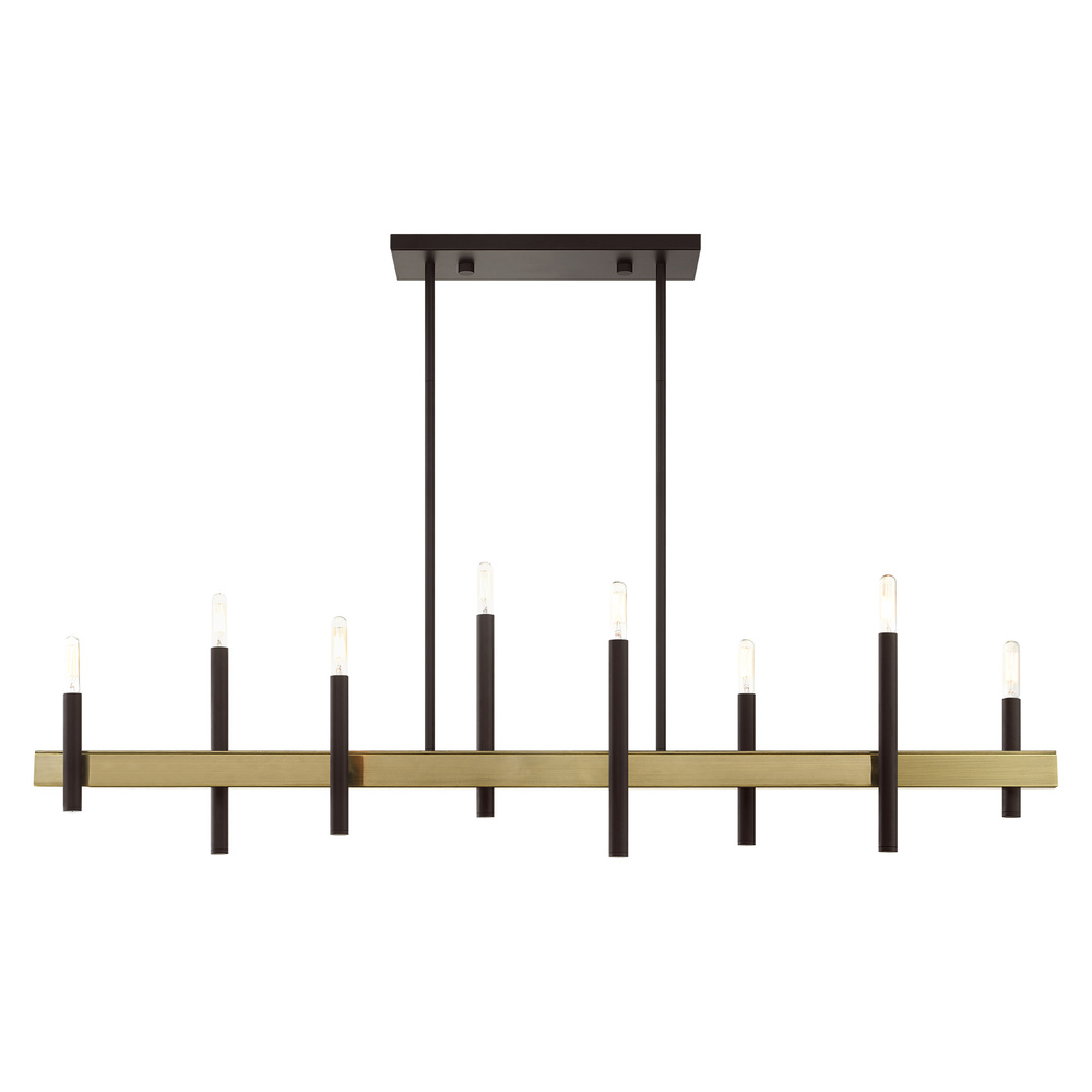 8 Lt Bronze Linear Chandelier