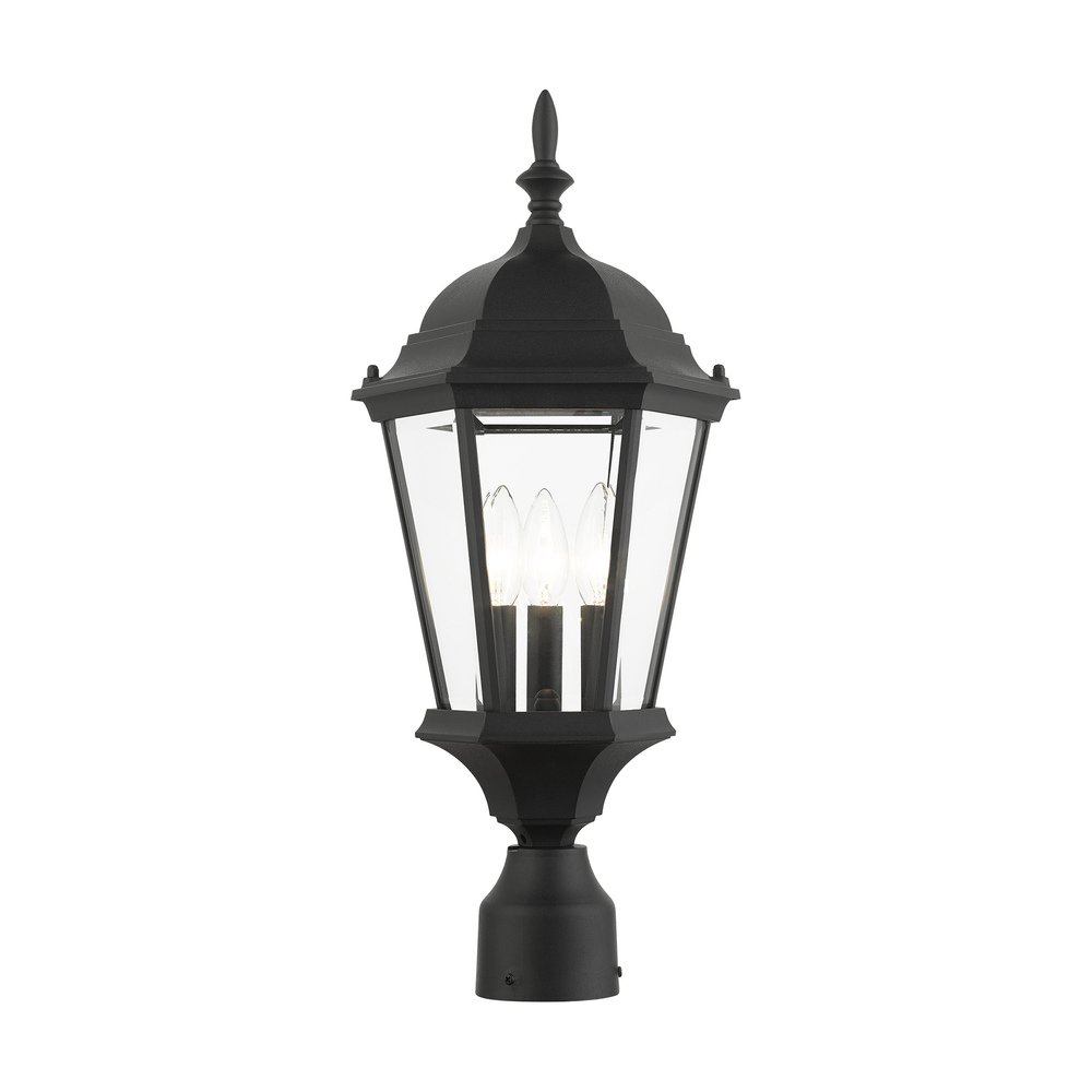 3 Lt Textured Black Outdoor Post Top Lantern