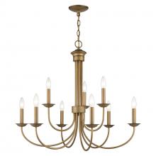 Livex Lighting 42687-48 - 9 Light Antique Gold Leaf Large 2-Tier Chandelier