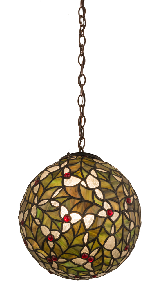 9" Wide Holly Ball Mini Pendant