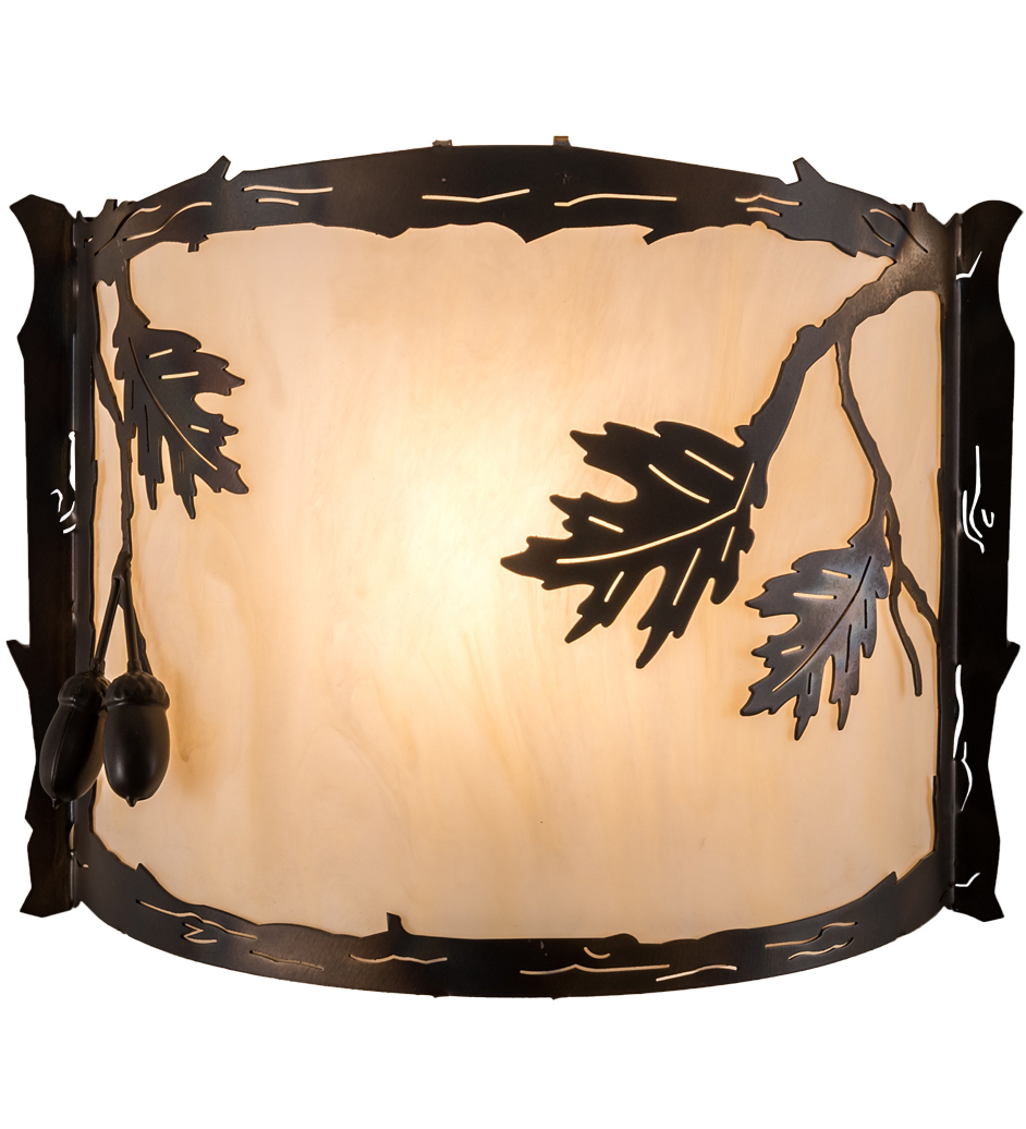 12" Wide Oak Leaf & Acorn Wall Sconce