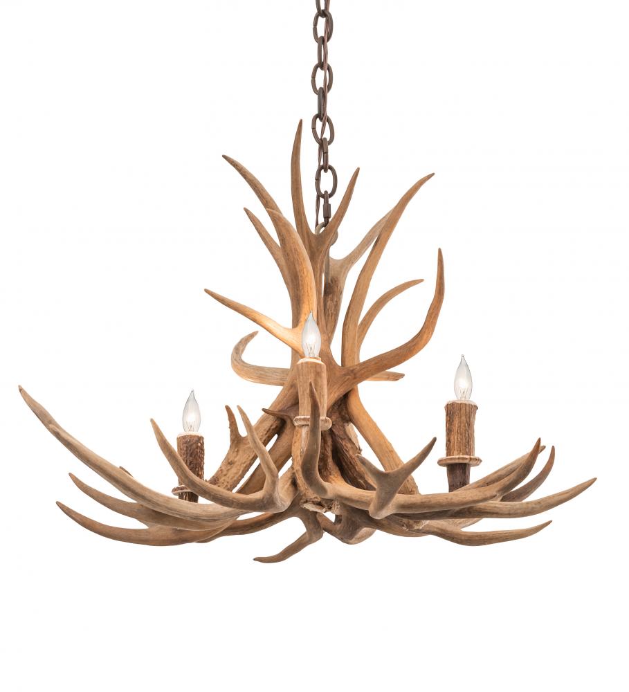 29" Wide Antlers Elk 4 Light Chandelier