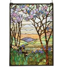 Meyda Blue 12514 - 29"W X 40"H Tiffany Magnolia & Iris Stained Glass Window