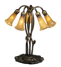 Meyda Blue 14931 - 17" High Amber Tiffany Pond Lily 5 LT Accent Lamp