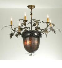 Meyda Blue 50859 - 36"W Greenbriar Oak 6 Arm Chandelier