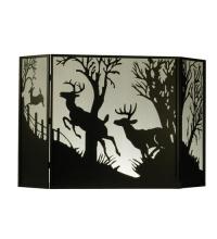 Meyda Blue 50971 - 62"W X 40"H Deer on the Loose Fireplace Screen