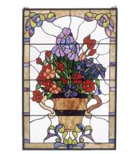 Meyda Blue 51721 - 24"W X 36"H Floral Arrangement Stained Glass Window