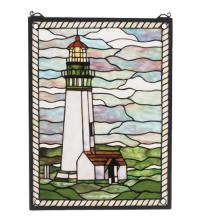 Meyda Blue 55949 - 15"W X 20"H Yaquina Head Lighthouse Stained Glass Window