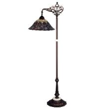 Meyda Blue 65840 - 61"H Tiffany Peacock Feather Bridge Arm Floor Lamp