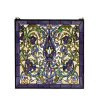 Meyda Blue 66280 - 22"W X 22"H Floral Fantasy Stained Glass Window