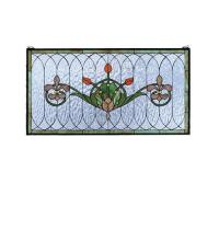 Meyda Blue 68018 - 36"W X 19"H Tulip & Fleurs Stained Glass Window