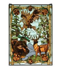 Meyda Blue 77732 - 25"W X 35"H Wilderness Stained Glass Window