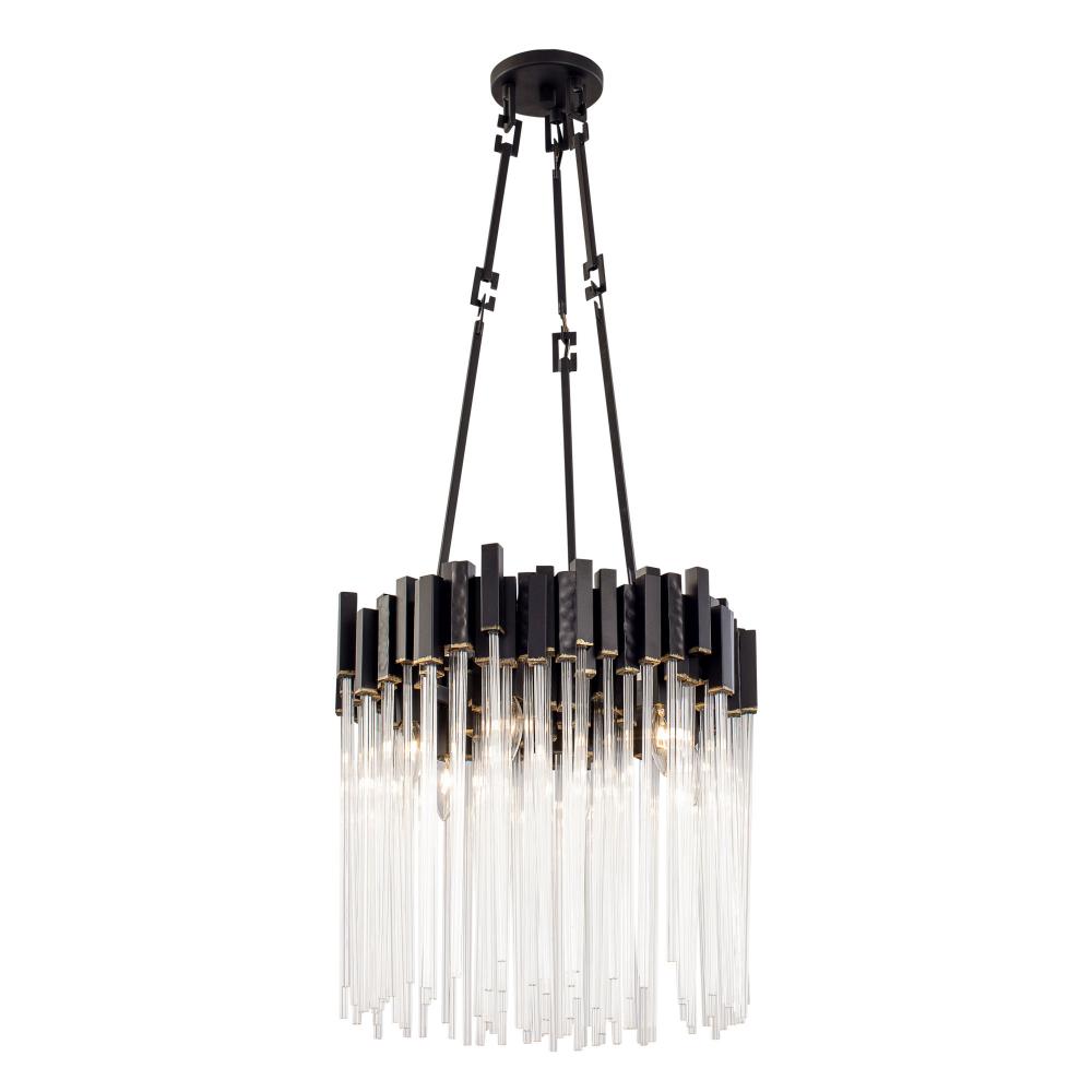 Matrix 6-Lt Pendant - Matte Black/French Gold