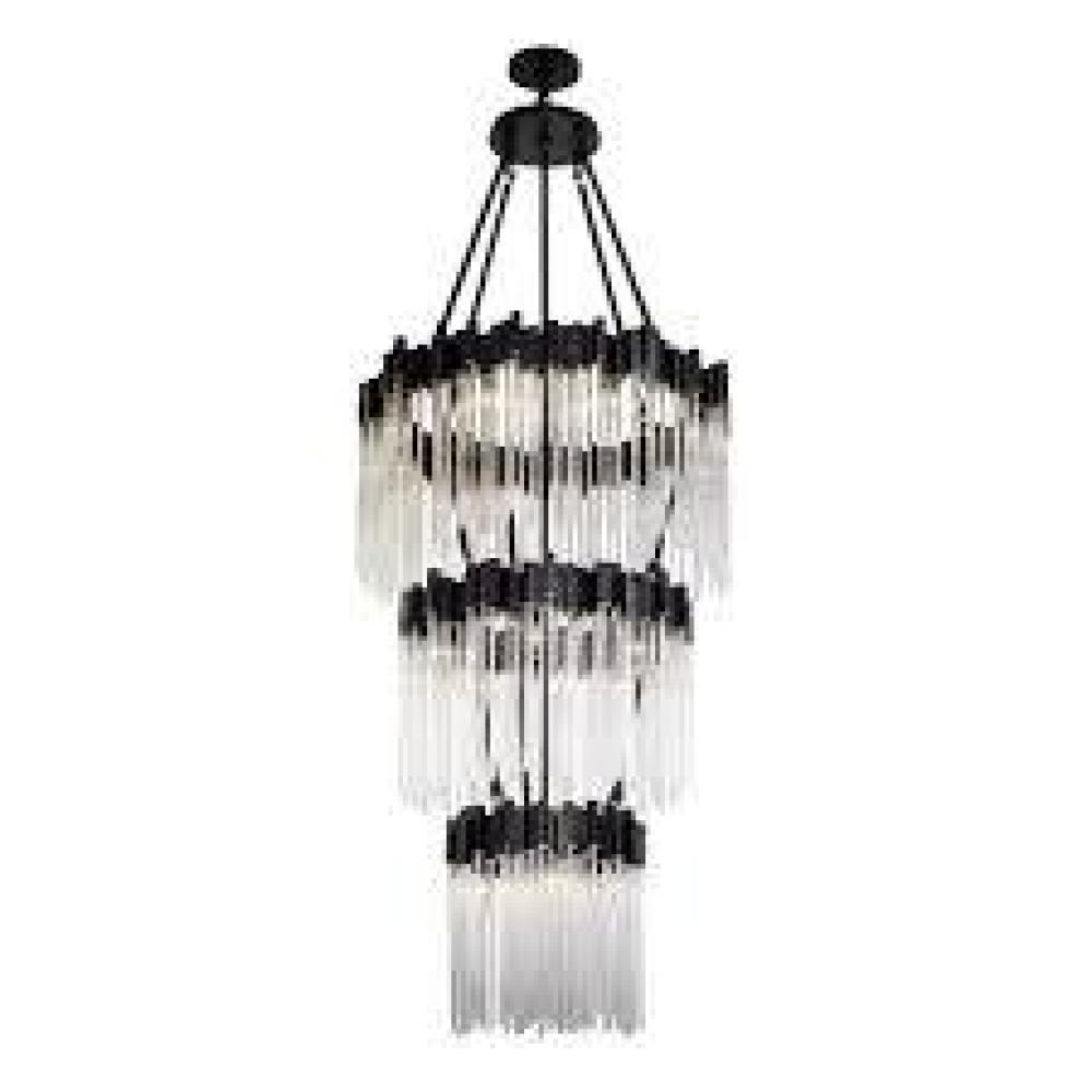 Matrix 18-Lt 3-Tier Chandelier - Matte Black/French Gold