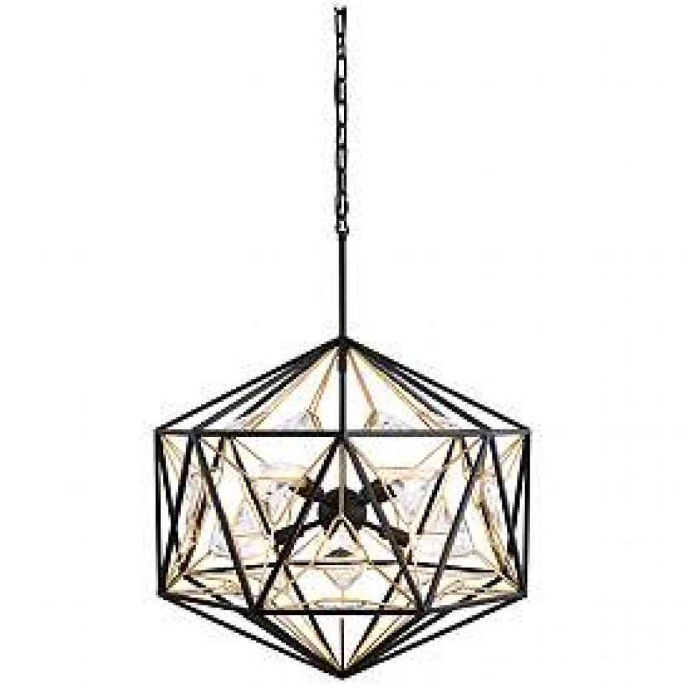 Marcia 8-Lt Orb Pendant - Matte Black/French Gold