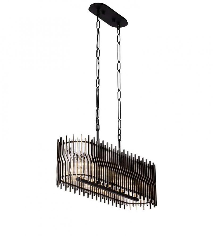 Park Row 5-Lt   Linear Pendant - Matte Black/French Gold