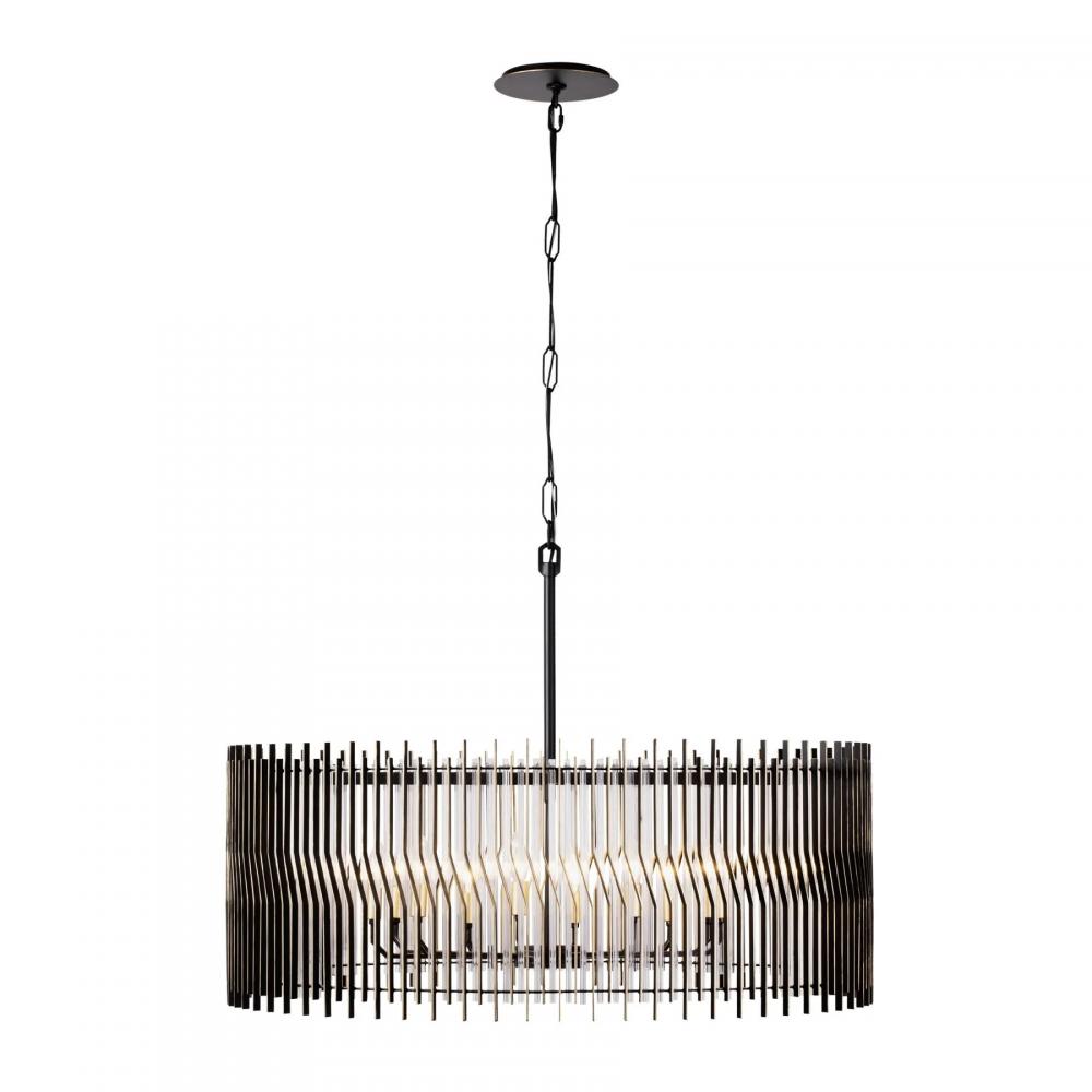 Park Row 10-Lt   Pendant - Matte Black/French Gold