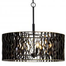 Varaluz 380P05MBFG - Estela 5-Lt Pendant - Matte Black/French Gold