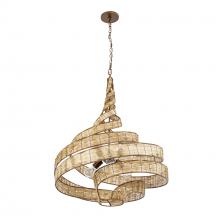 Varaluz 240P06BTR - Flow 6-Lt Twist Pendant - Baguette/Natural Rattan