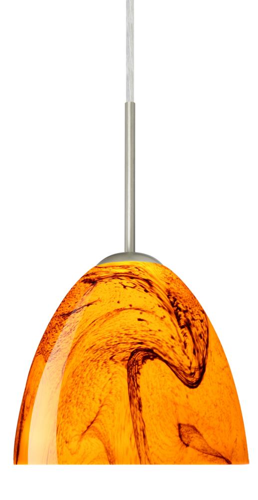 Besa Sasha LED Pendant 1Bc Habanero Satin Nickel 1x9W LED