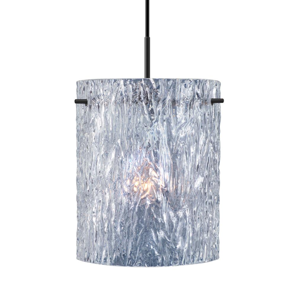 Besa Tamburo 8 Pendant, Clear Stone, Black Finish, 1x100W MAX E26 Base