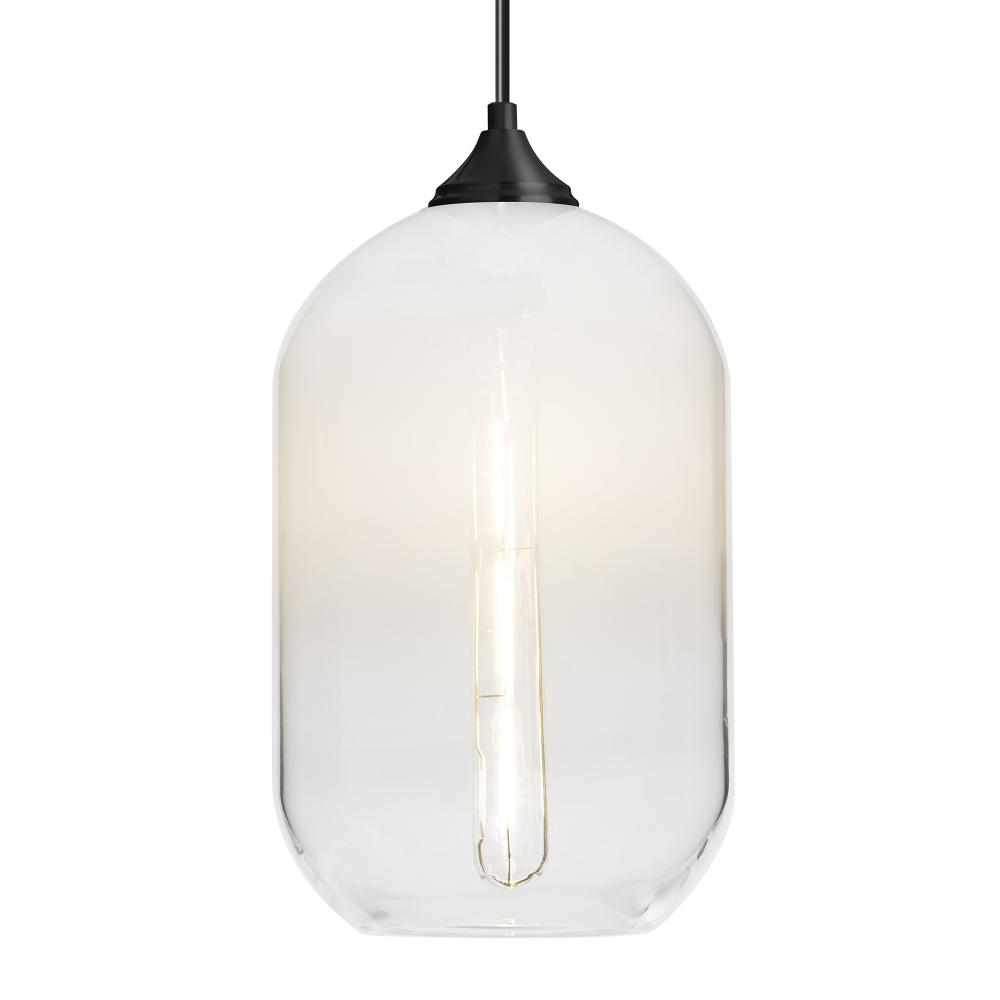 Besa, Omega 12 Cord Pendant, White/Clear, Black Finish, 1x4W LED Filament