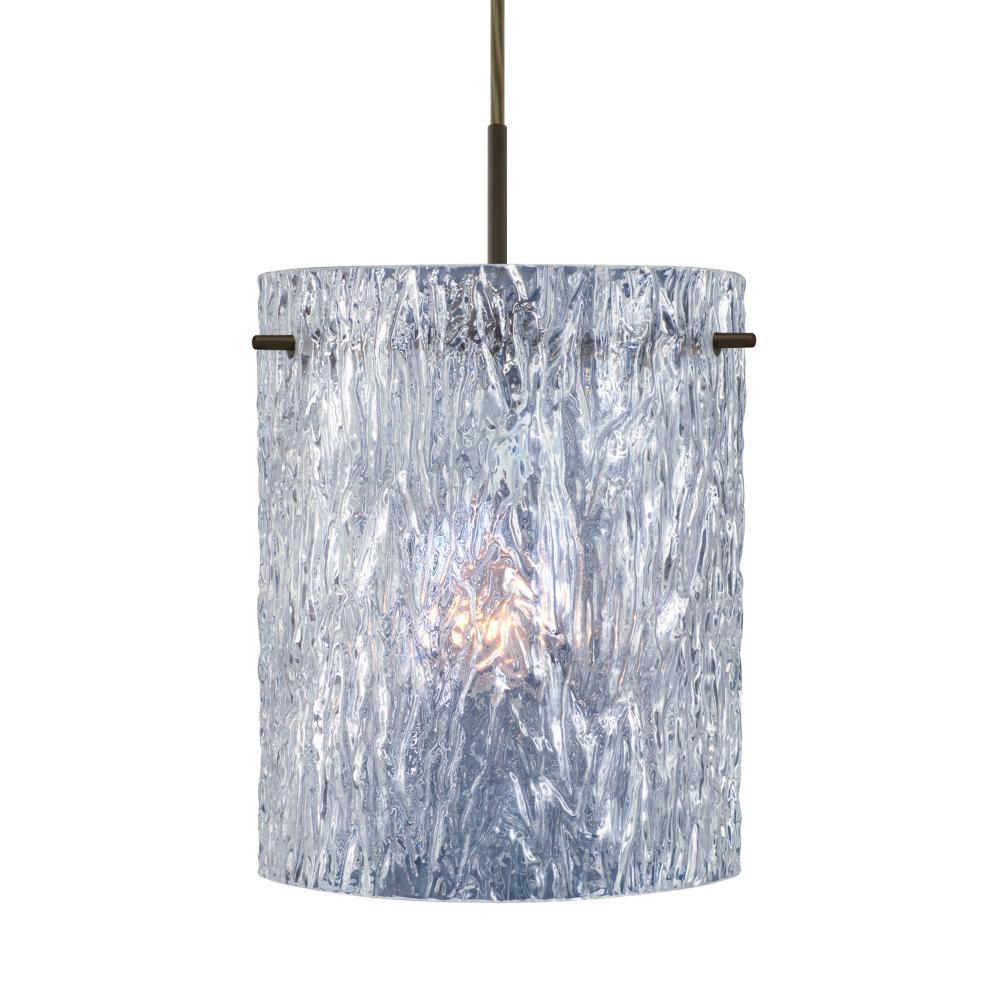 Besa Tamburo 8 Pendant, Clear Stone, Bronze Finish, 1x100W MAX E26 Base