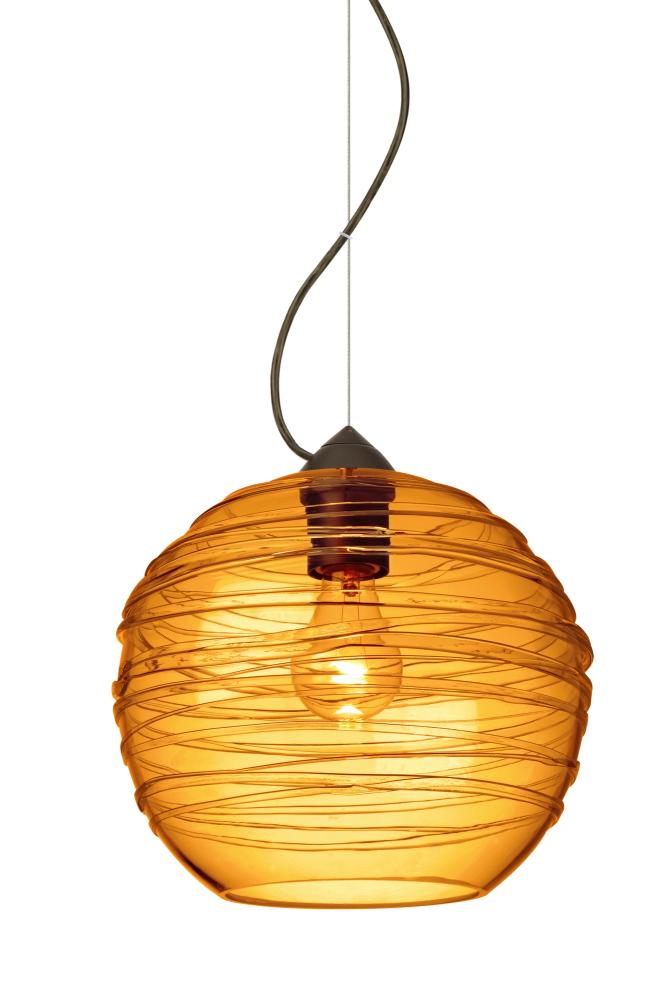 Besa Wave 10 Pendant Bronze Amber 1x60W Medium Base